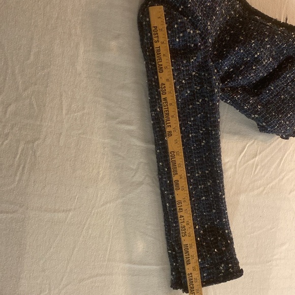 TORY BURCH Tweed Blue Teal w/white Ruffle Trim Jacket Size 10 Fully Lined +NICE! - Picture 8 of 14